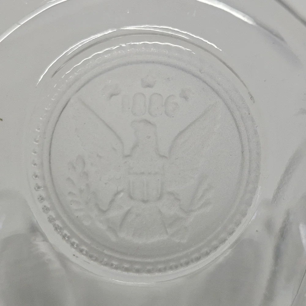 Fostoria Sherbet Dish Coin Clear Eagle Centennial 1886 Footed Glass Dessert Bowl